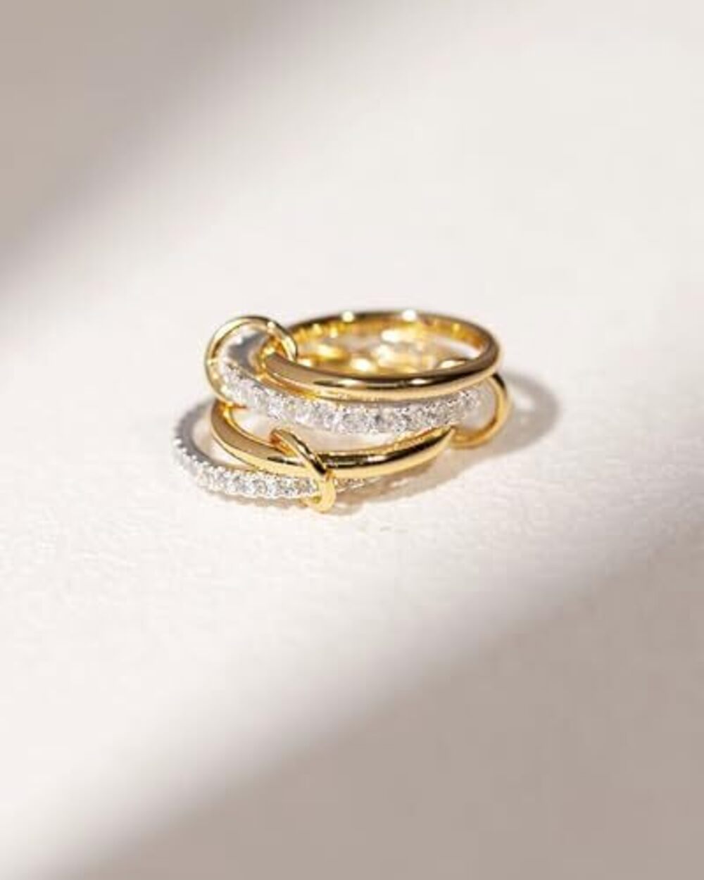 2816 Stackable Gold Rings 18K Gold Plated Interlocking Ring Stack Set Gold - Picture 5 of 5